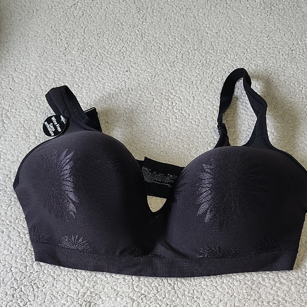 Bali Black Floral Embellished Bra